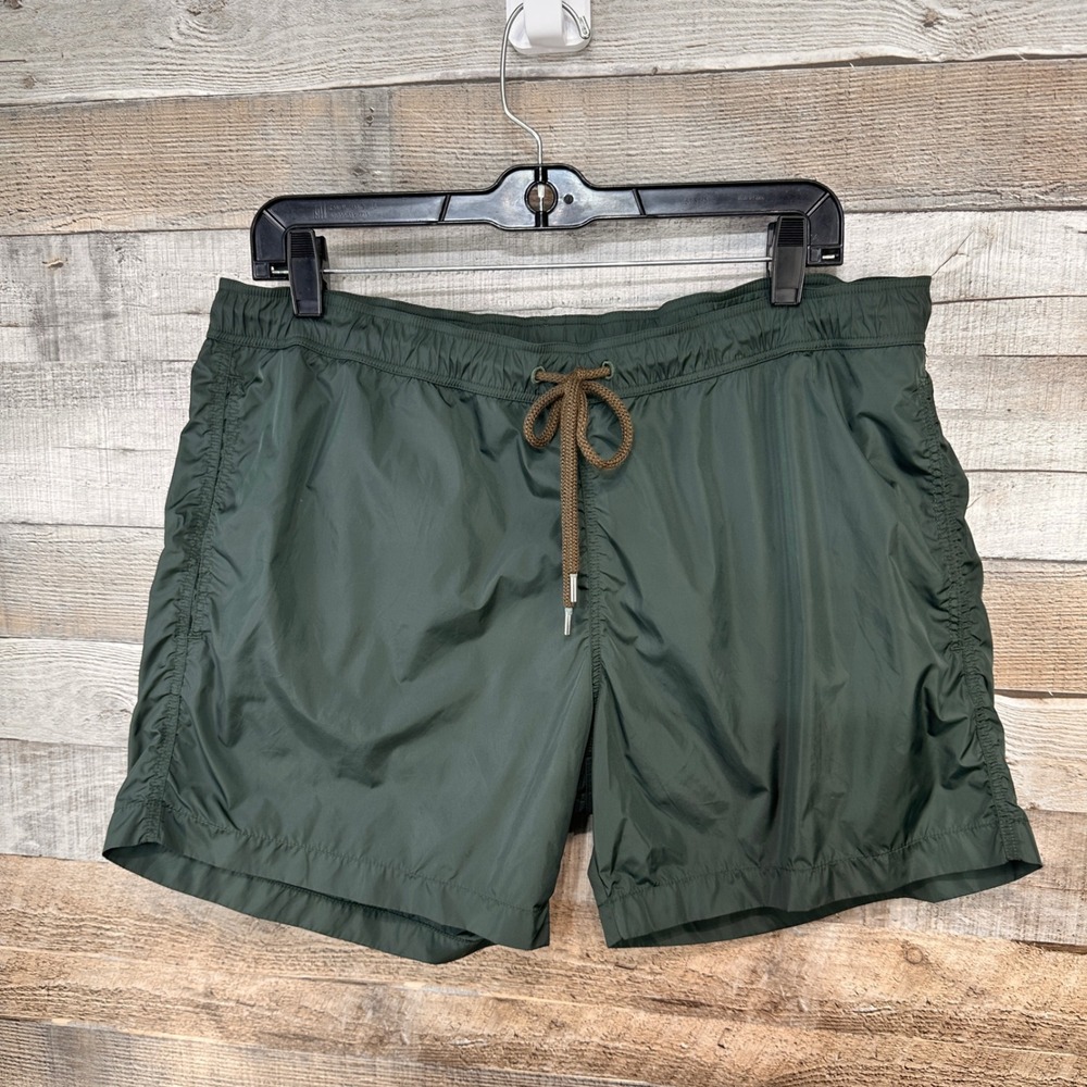 Moncler Mens Boxer Mare Swim Shorts trunks Dark Green Logo Patch drawstring XL